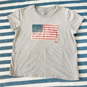Polo by Ralph Lauren Gray Tee with Flag Design